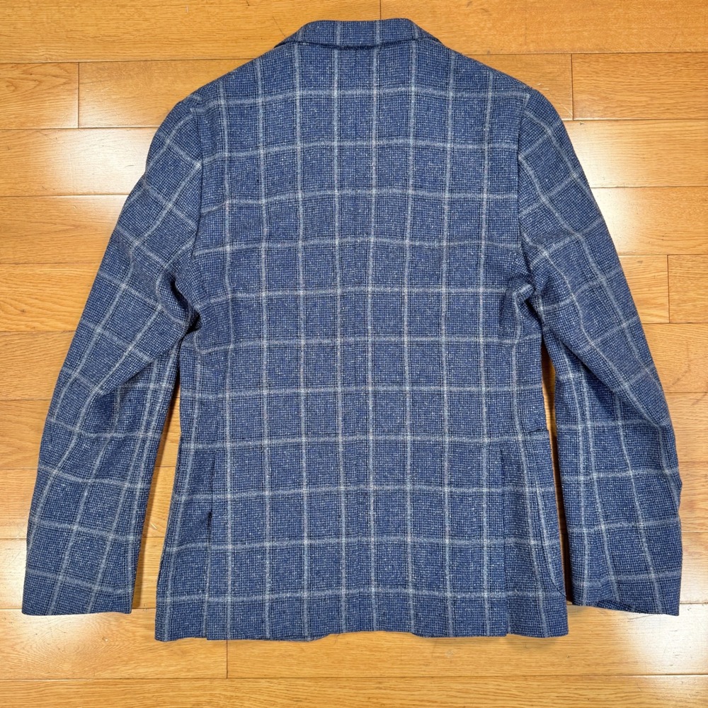Paul Taylor Italy Blue Windowpane Silk Virgin Wool Sport Coat Blazer Mens 46 IT - Picture 13 of 13